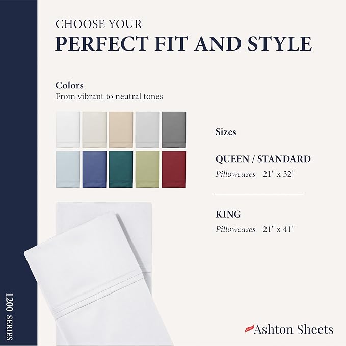 100% Egyptian Cotton Pillow Cases King Size Set of 4 - Image 7