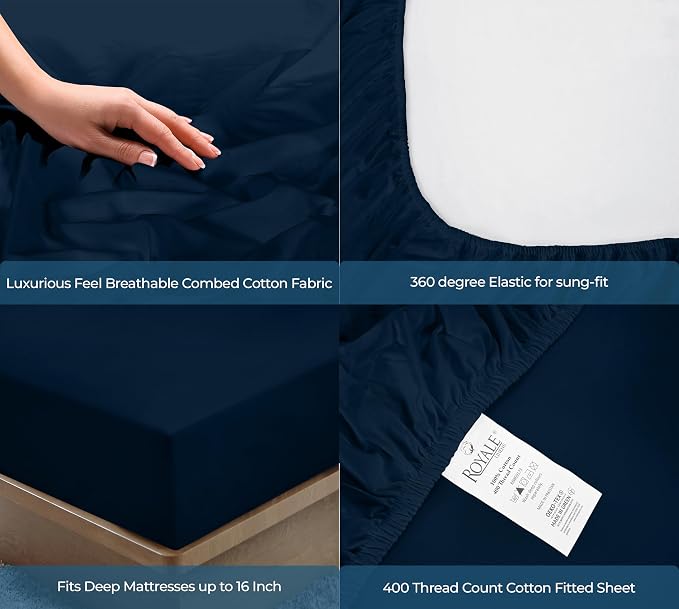Royale Linen 400 Thread Count 100% American Grown Cotton Fitted Sheet Twin Size - Image 5