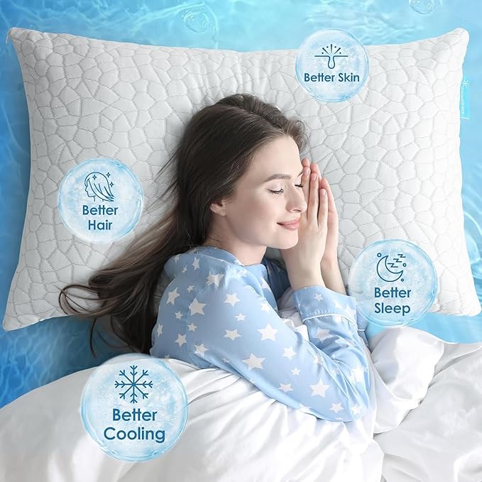 Cooling Pillows Queen Size Set of 2 Shredded Memory Foam Pillows - Image 5