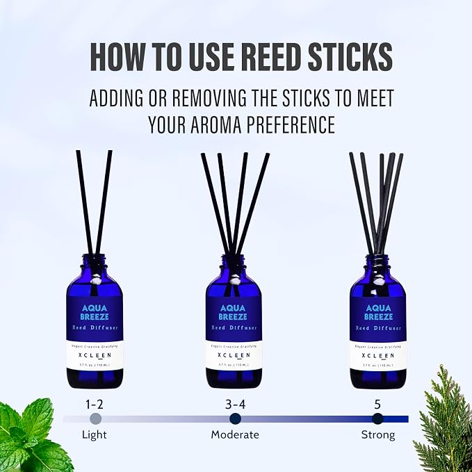Xcleen Reed Diffuser Set, Aqua Breeze Scented Oil Diffuser - Image 4