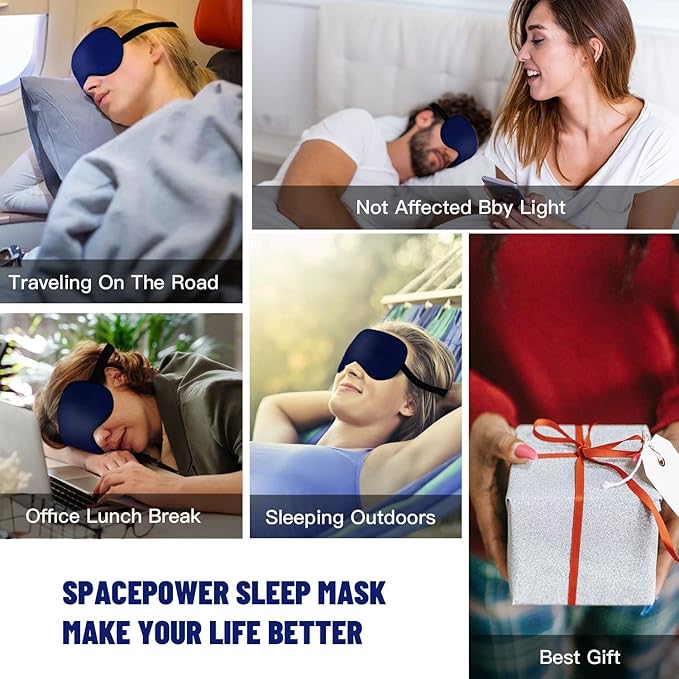 Silk Eye Mask with Adjustable Strap, Satin Blackout Sleeping Mask - Image 5