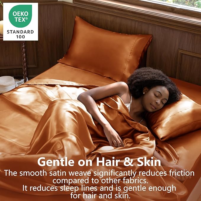 CozyLux Satin Sheets Queen Size Bed Set - Image 2