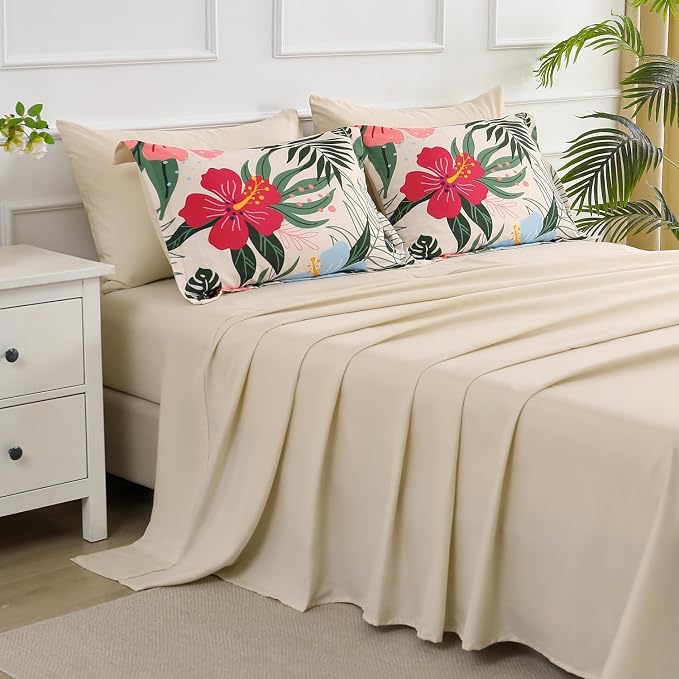 Yogeneg 7 Piece Bed in a Bag King Size Comforter Set Beige Bedding Set - Image 4