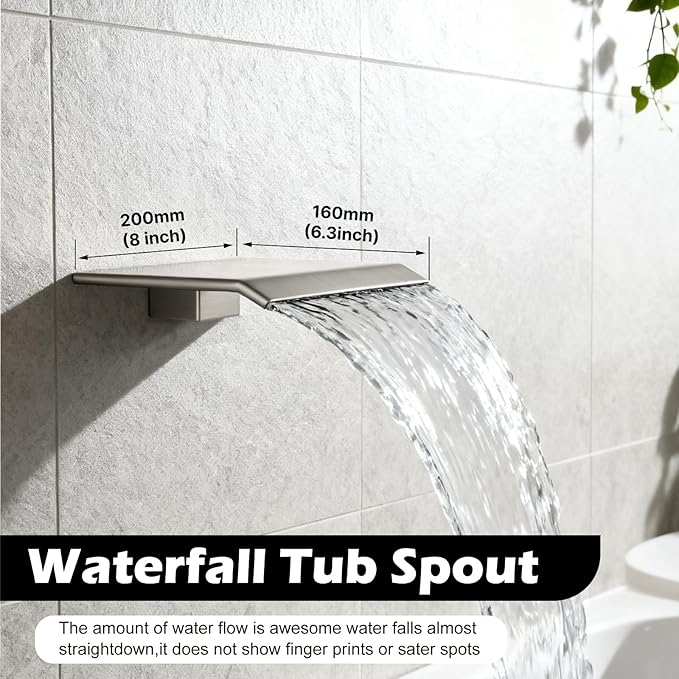 Midanya Shower System with Tub Spout, Bathtub Shower Faucet Set with Square - Image 3
