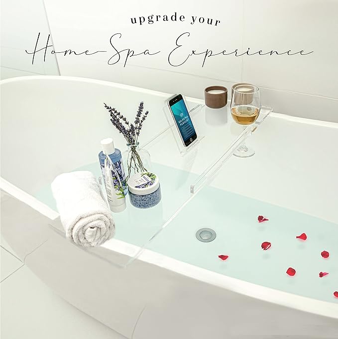 32" Supreme - Clear Acrylic Bathtub Tray Caddy Tub Shelf, Spa Board Luxury - Image 5