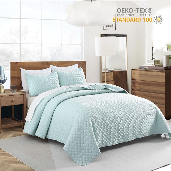 HORIMOTE HOME Quilt Queen Size Aqua Blue, Lightweight Quilt - Image 2