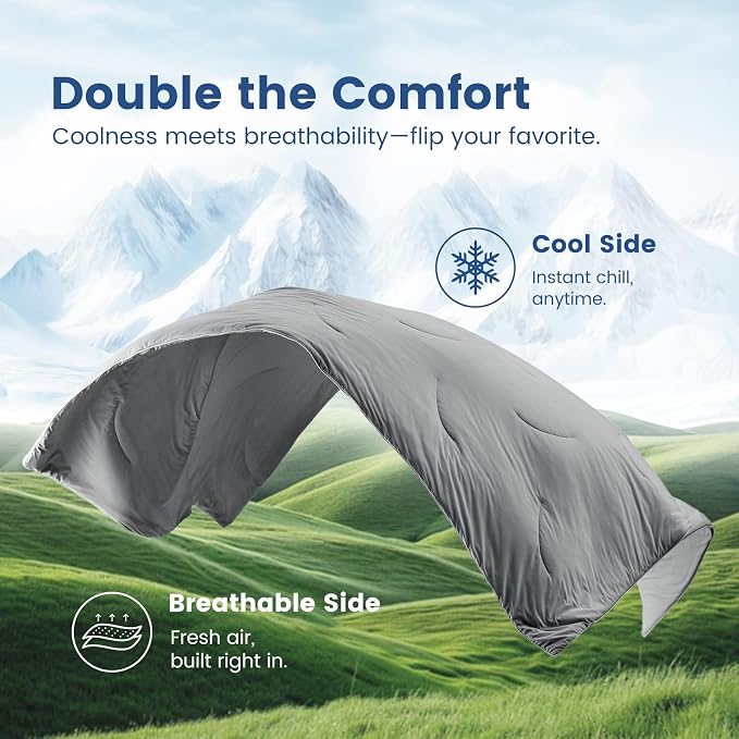 Cozy Bliss Cooling Comforter Cali King Size, Reversible Lightweight Cooling - Image 9