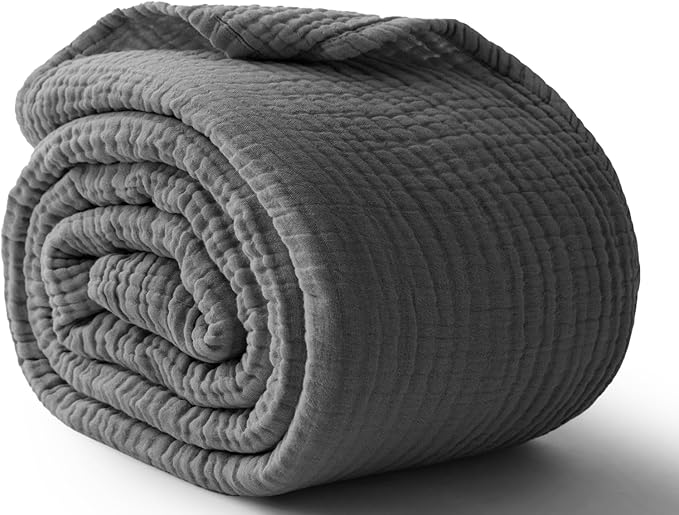 100% Cotton Muslin Blanket California King 120" x 90", 6 Layers Breathable and - Image 2