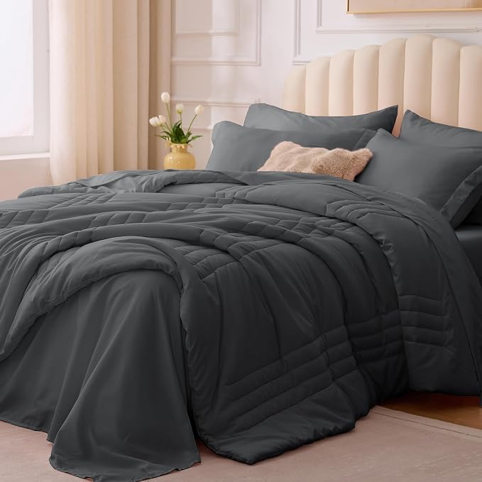 Full Comforter Set Dark Grey by Velorose