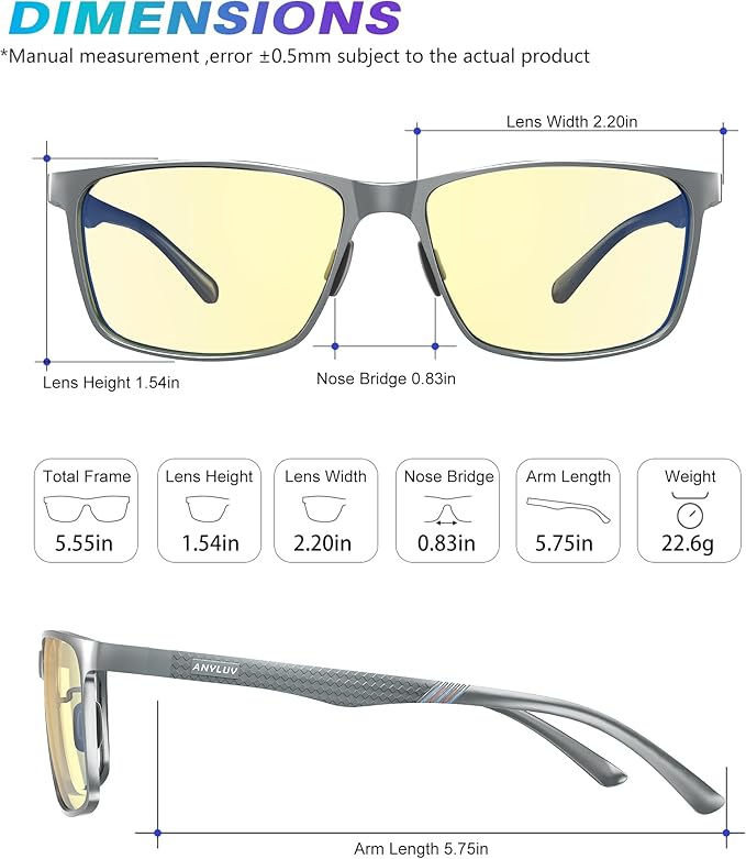 ANYLUV Blue Light Glasses Men, Relieve Eyestrain and Eye Protection, Al-Mg - Image 4