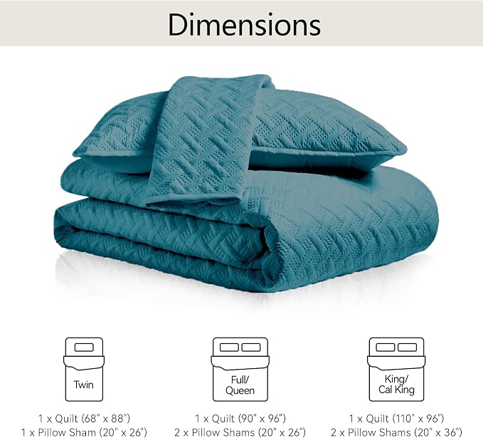 FLYMME Twin Quilt Set, Lightweight Teal Bedspreads, Basket Weave Pattern - Image 7