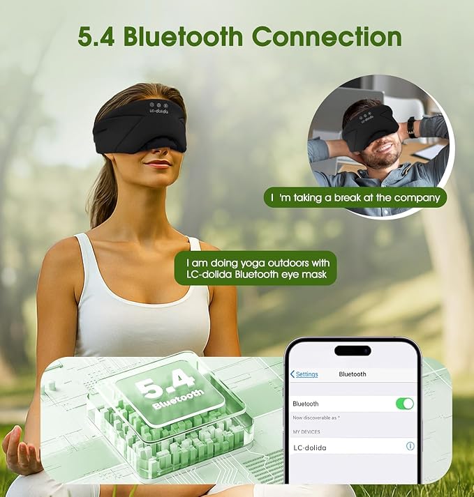 Sleep Mask with Headphones Bluetooth 5.4, LC-dolida Wireless Music Eye Mask - Image 4