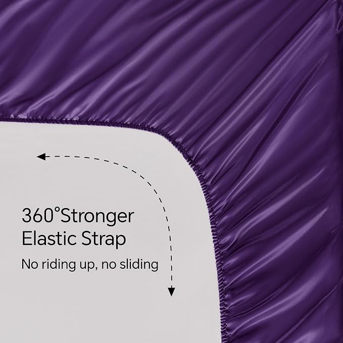 BEDELITE California King Sheets Set, Luxury Soft Plum Purple Satin Sheets - Image 5