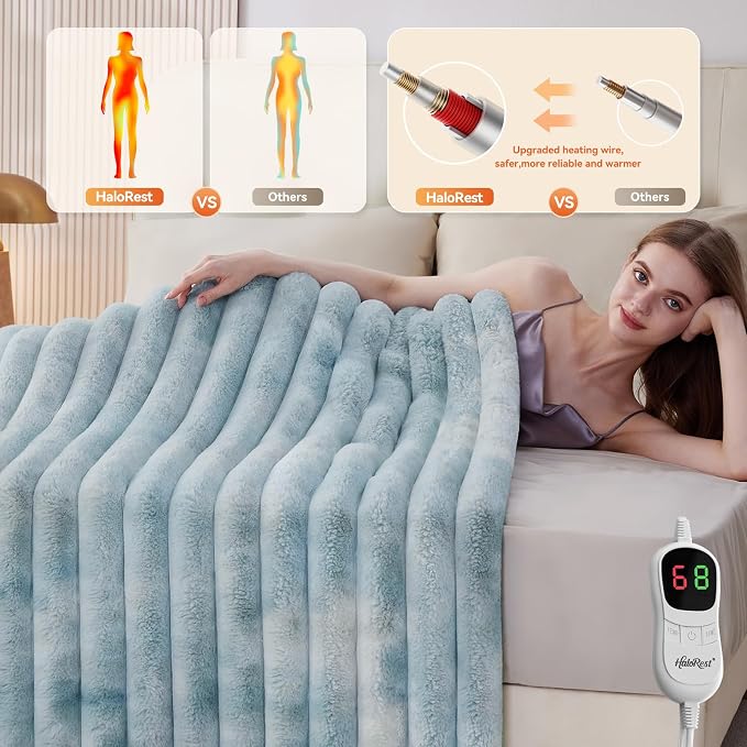 Heated Throw Blanket, Faux Fur Cozy Heating Blanket - Image 2