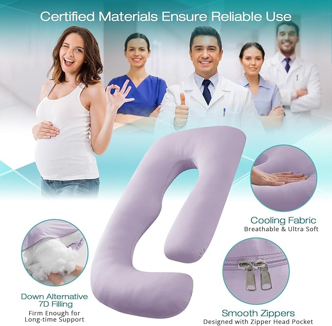 Sasttie Pregnancy Pillows for Sleeping, U Shaped Cooling Full Body Pillow - Image 3