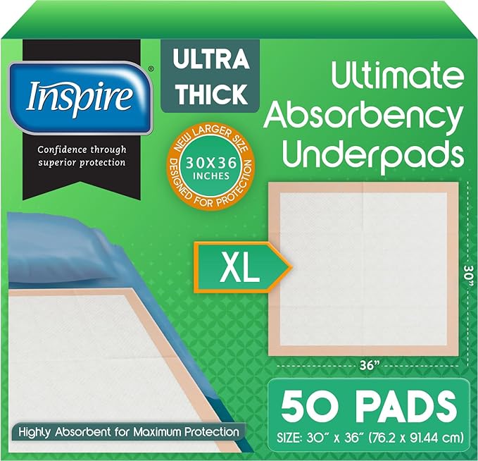 Inspire Extra Large Super Absorbent Disposable Bed Pads by Inspire