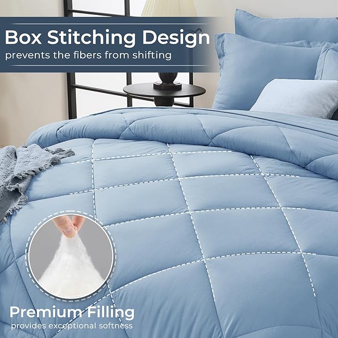 HEVUMYI Light Blue Queen Comforter Set - Image 4