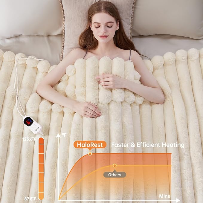 Heated Throw Blanket, Faux Fur Cozy Heating Blanket - Image 4