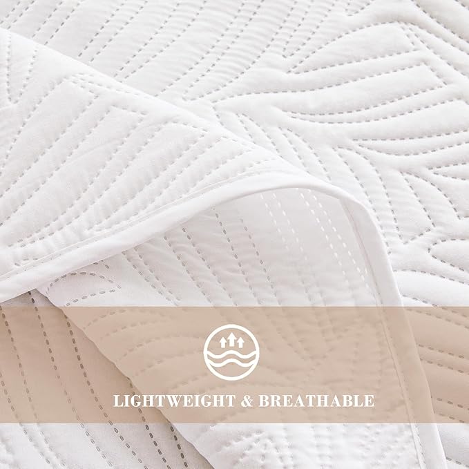 Exclusivo Mezcla Queen Quilt Bedding Set, Lightweight White Quilts Queen Full - Image 5