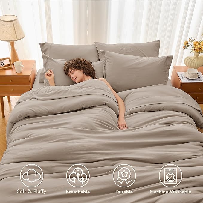 MUXHOMO 7 Pieces King Comforter Set, Soft Bed in a Bag King Size, All Season - Image 2