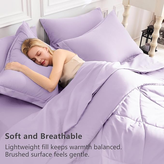 CozyLux King Size Comforter Set Light Purple - Image 3