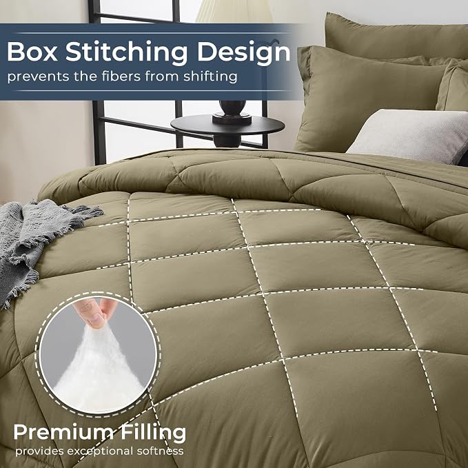 HEVUMYI Olive Green King Comforter Set - Image 4