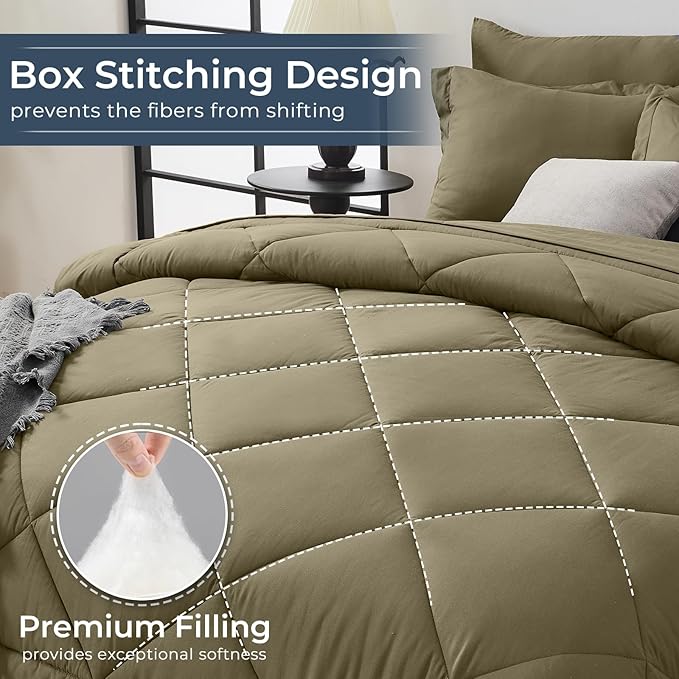 HEVUMYI Olive Green Queen Comforter Set - Image 4