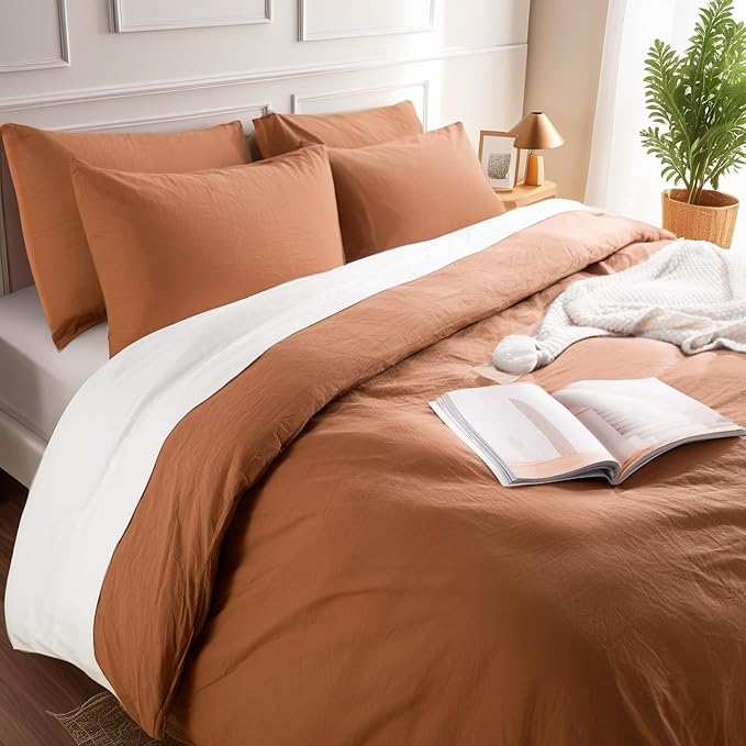 NEXHOME PRO Duvet Cover Set 100% Washed Cotton Oversized Queen 98"x98" - Image 6