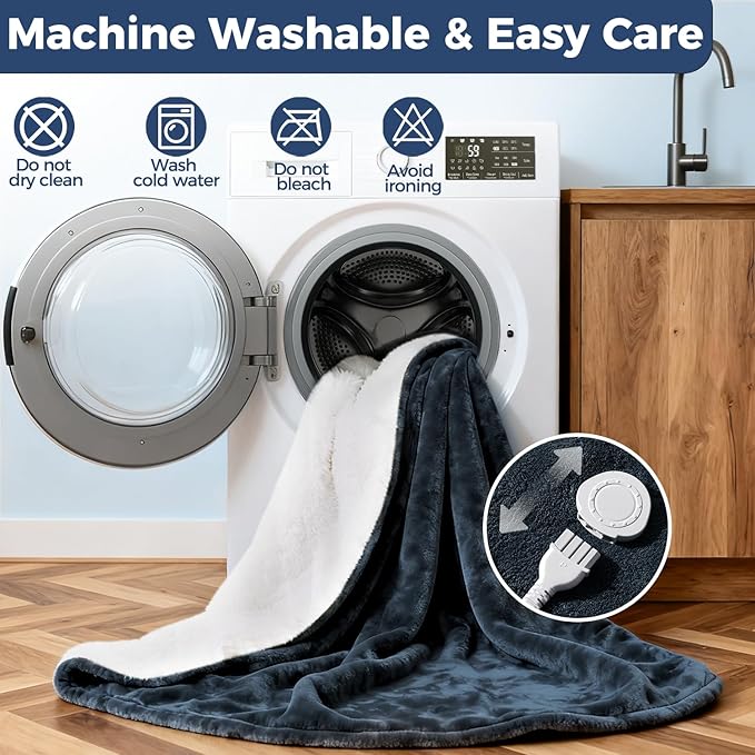 Electric Heated Blanket, Soft Flannel Fabric Heating Blanket Features 5-Level - Image 7