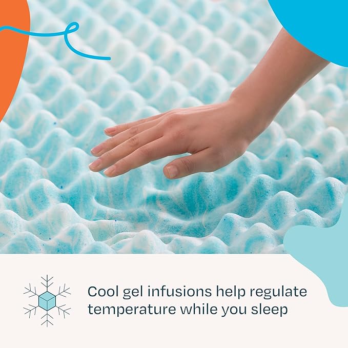 Linenspa 3 Inch Gel Memory Foam Mattress Topper – Egg Crate Style, Reversible - Image 3