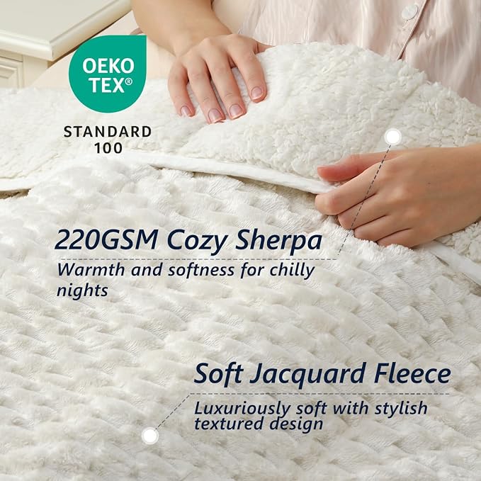 Mr. Sandman Weighted Blankets for Adults Full Size 12lbs, Warm Sherpa Fleece - Image 2