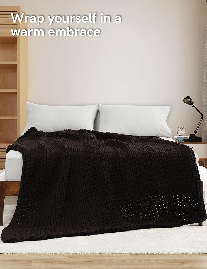 YnM Cotton Weighted Blanket, Handmade Chunky Knitted Design, Soft and Cozy - Image 3