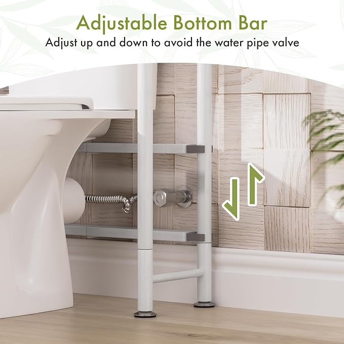 AmazerBath Bamboo Over The Toilet Storage Shelf, 2-Tier Over Toilet Bathroom - Image 7