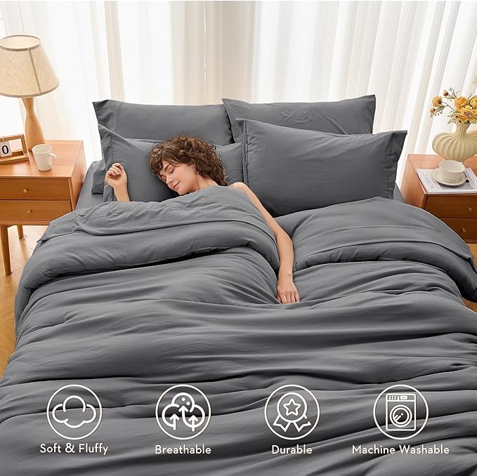 MUXHOMO 7 Pieces California King Comforter Set, Soft Bed in a Bag Cal King Size - Image 2
