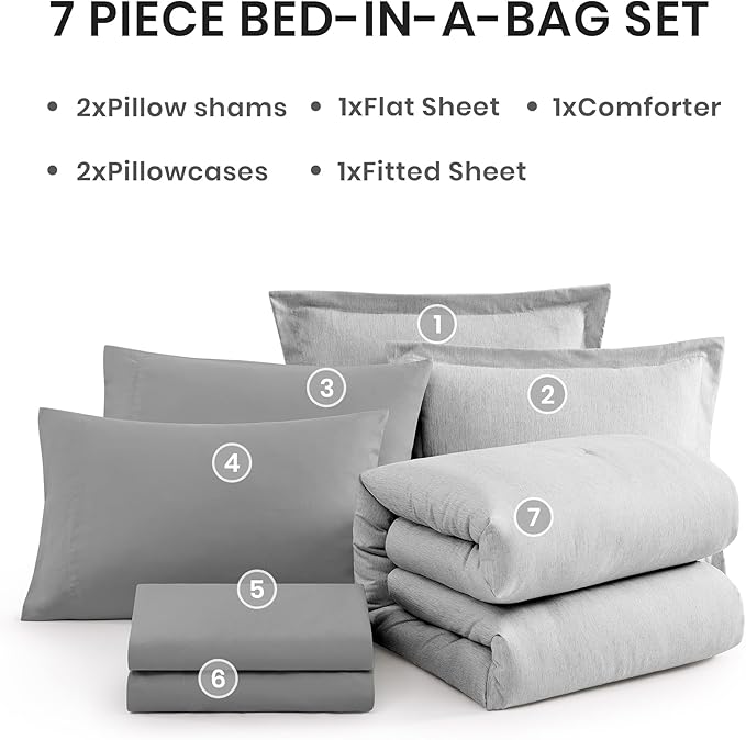 Monbix Full Size Comforter Set, Bedding Sets Full 7 Pieces, Cationic Dyeing Bed - Image 7