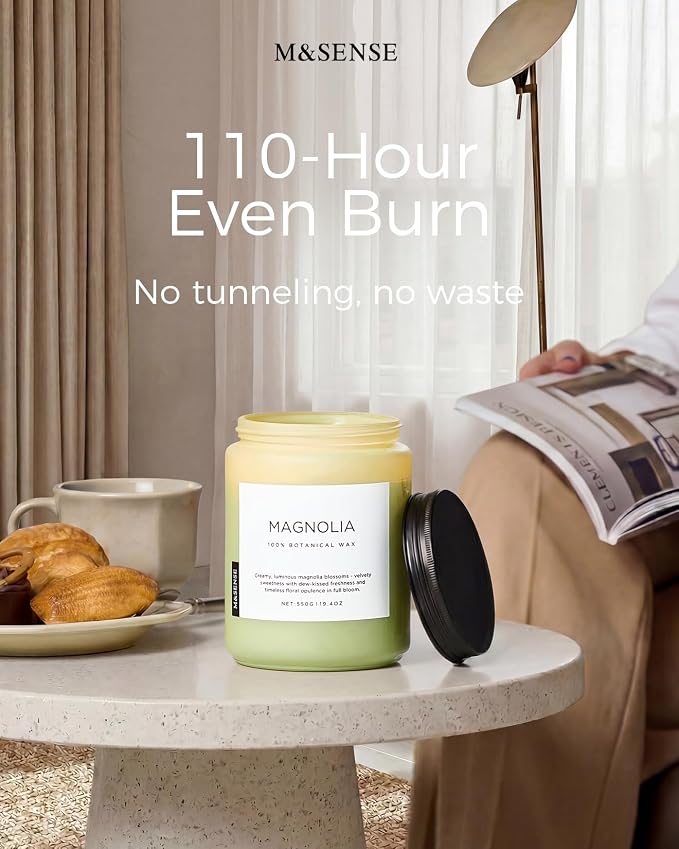 M&SENSE Magnolia Jasmine Romantic Scented Candle, 19.4oz 110 Hours Long Lasting - Image 6