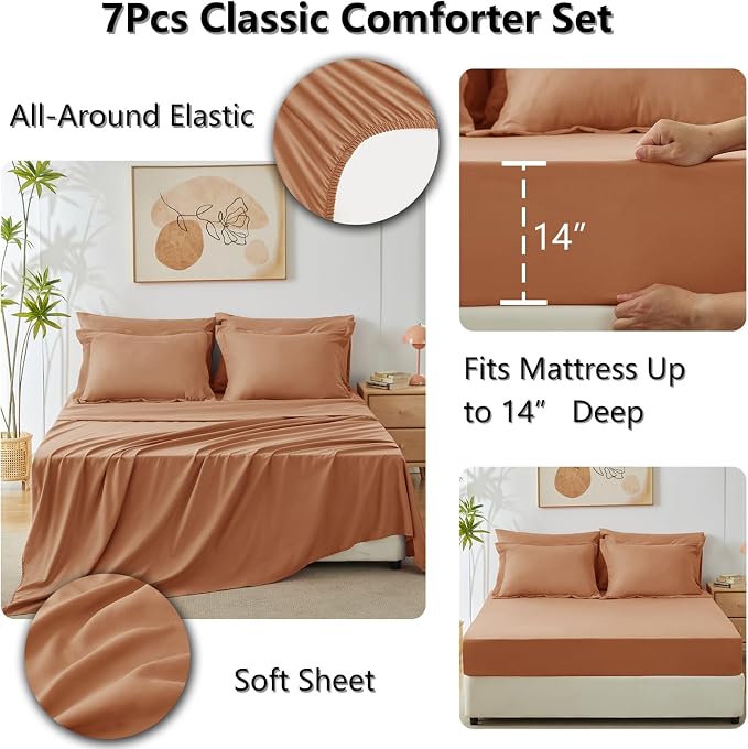 CozyLux Full Size Comforter Sets Pumpkin - Image 5
