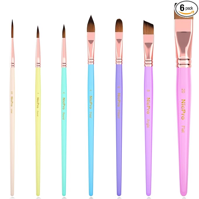 Nicpro 7pcs Face Paint Brush Set, Aesthetic Pastel Artist Paintbrushes by Nicpro
