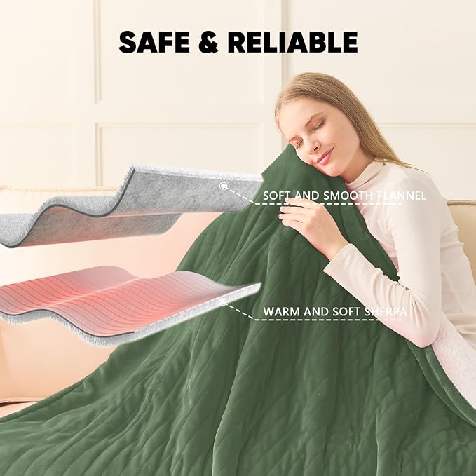 greenoak Heated Blanket Electric King Size 100"X90" Dual Control, Heating - Image 6