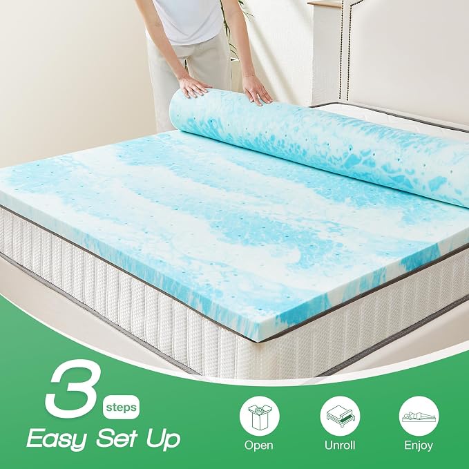 Sweetcrispy Mattress Topper Full, 3 Inch Thick Memory Foam Gel Infused Cooling - Image 6