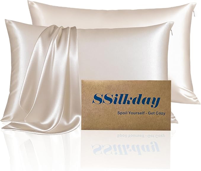 Mulberry Silk King Size Pillow Cases Set of 2, Ultra Smooth Soft Breathable by Unknown