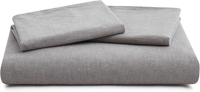 LOVQUE Light Grey Cotton Duvet Cover Queen Size, Linen Like Natural Bedding Set - Image 7