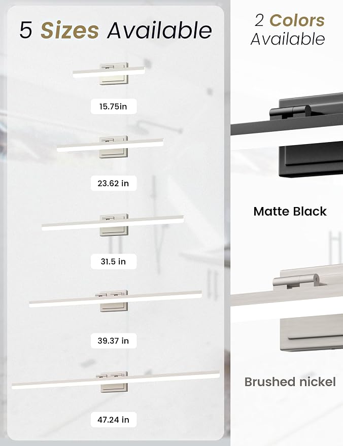 VOLISUN Modern Bathroom Vanity Light 15.7 inch, 20W Dimmable 5CCT Led Bathroom - Image 7