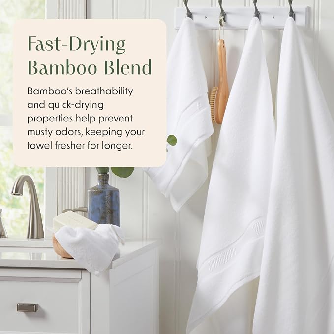 Springtree Home Luxury Bamboo Rayon Bath Towel Set of 4 | 35% Bamboo Rayon - Image 3