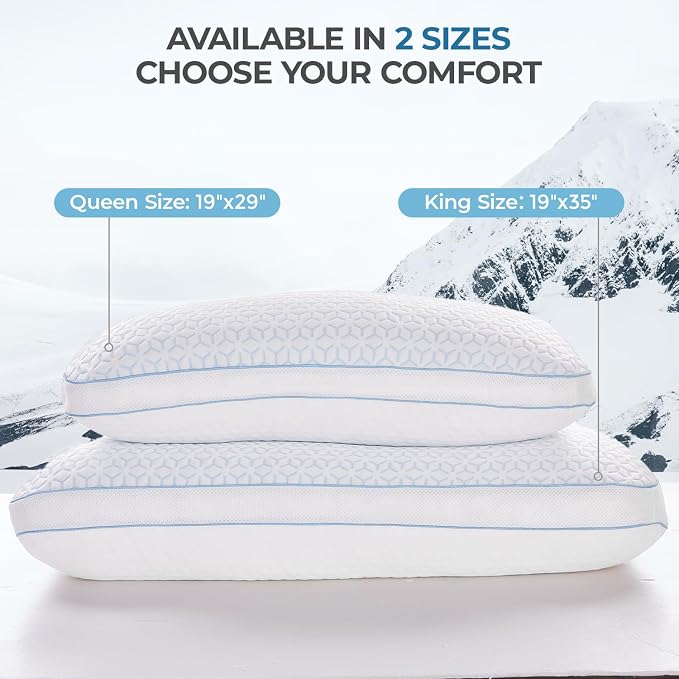 Sweetnight Cooling Pillows King Size Set of 2, Shredded Memory Foam Pillows 2 - Image 7