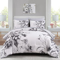 Luxudecor Floral Comforter Set Full Size 7 Piece, Elegant Ink Comforter Bedding by Luxudecor
