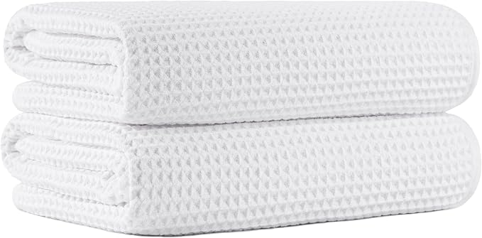MICROFI New Microfiber Waffle Bath Towels, 2 Pieces, Fast Drying, Lint Free 430 by Unknown