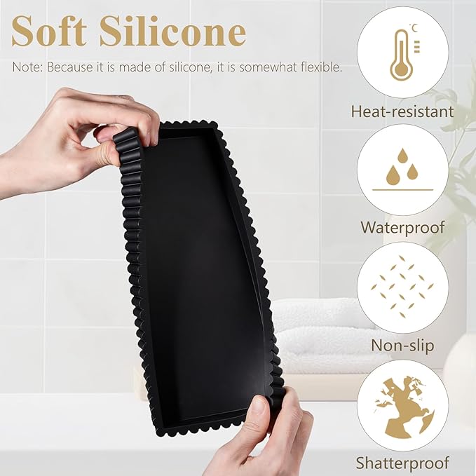Silicone Bathroom Tray Small Vanity Organizer Rectangle Sink Caddy Sponge - Image 3