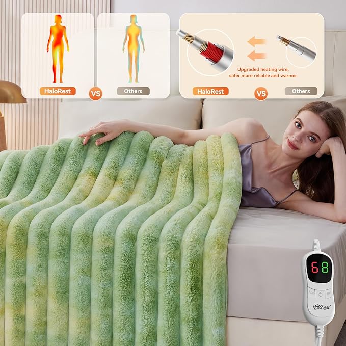 Heated Throw Blanket, Faux Fur Cozy Heating Blanket - Image 2