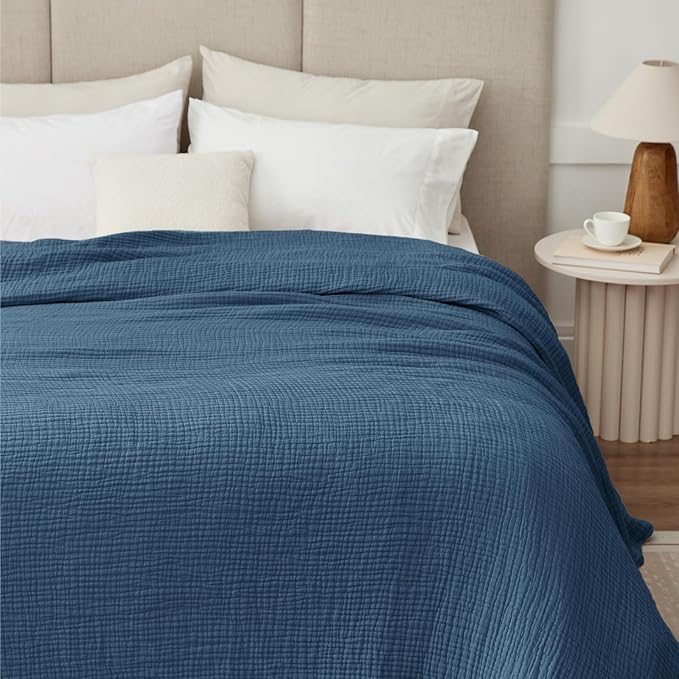 100% Cotton Muslin Blanket King 108" x 90", 6 Layers Breathable and Lightweight - Image 3
